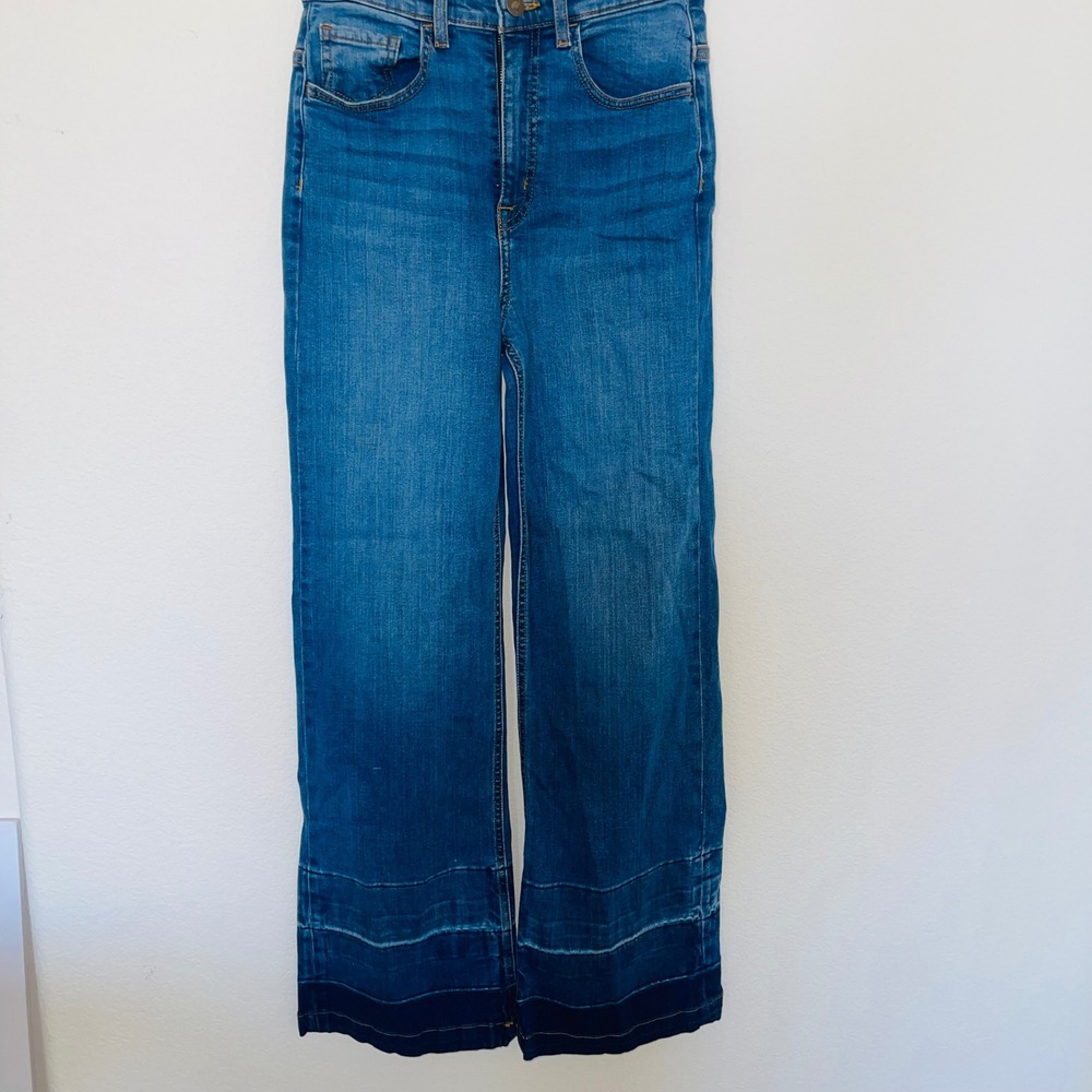Current Elliott High Rise Wide Leg Jeans Sz 27 Blue Medium Wash Released Hem